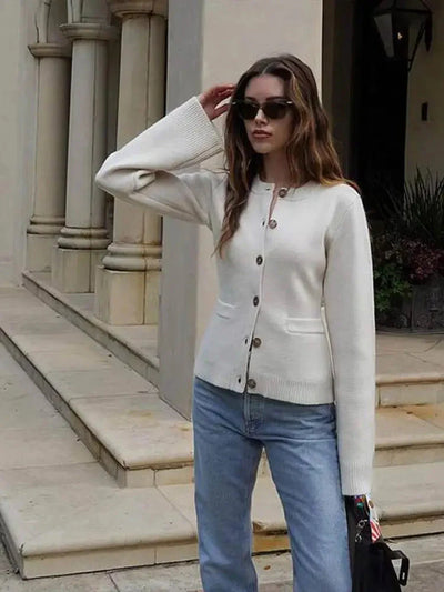 Strickjacke | Langarm | Taschen | Strickjacke mit Knöpfen | Damenbekleidung