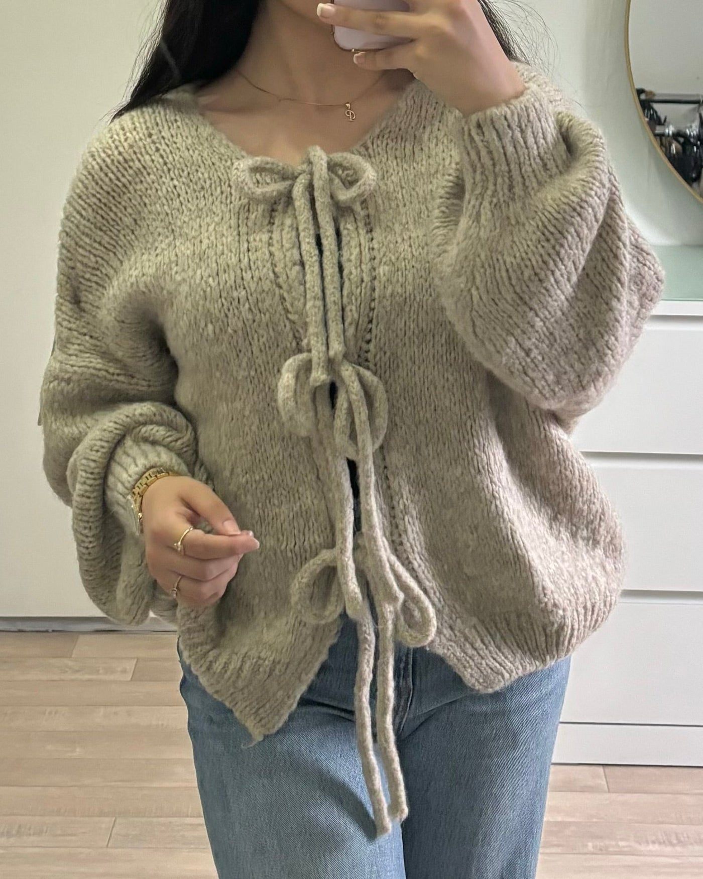 Strickjacke | Oversize | Grob gestrickt | Strickjacke mit Bindegürtel | Damen-Strickwaren