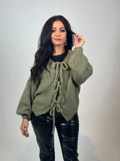 Strickjacke | Oversize | Grob gestrickt | Strickjacke mit Bindegürtel | Damen-Strickwaren