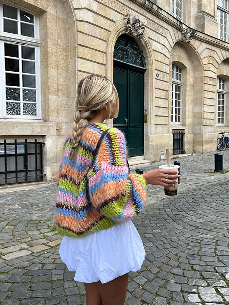 Strickjacke | Warm | Offen | Grob gestrickte Strickjacke | Damen-Strickwaren