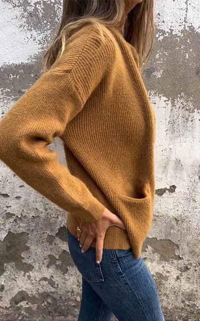Strickjacke mit Reißverschluss - Warm - Taschen - Strickjacke - Damenbekleidung
