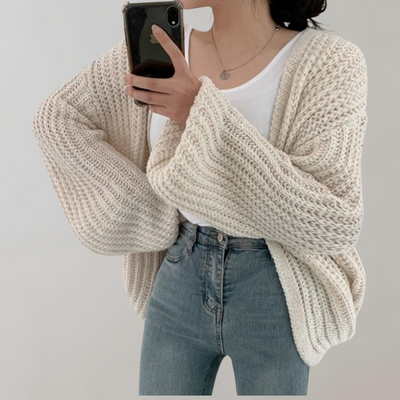 Strickjacke – vorne offen – grob gestrickt – Oversize-Strickjacke – Damenbekleidung