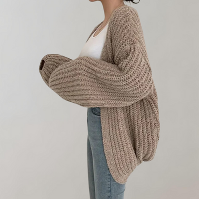 Strickjacke – vorne offen – grob gestrickt – Oversize-Strickjacke – Damenbekleidung