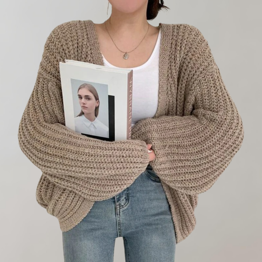 Strickjacke – vorne offen – grob gestrickt – Oversize-Strickjacke – Damenbekleidung