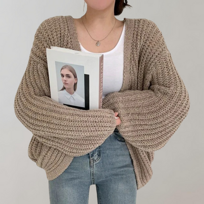 Strickjacke – vorne offen – grob gestrickt – Oversize-Strickjacke – Damenbekleidung