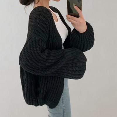 Strickjacke – vorne offen – grob gestrickt – Oversize-Strickjacke – Damenbekleidung