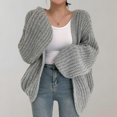 Strickjacke – vorne offen – grob gestrickt – Oversize-Strickjacke – Damenbekleidung