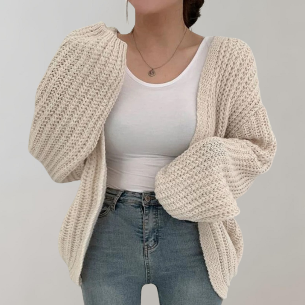 Strickjacke – vorne offen – grob gestrickt – Oversize-Strickjacke – Damenbekleidung