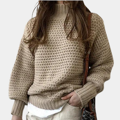 Strickpullover – Damen-Rollkragenpullover mit lockerer Passform und dicker Strickware für den Winter
