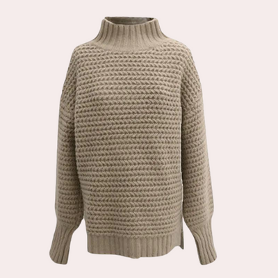 Strickpullover – Damen-Rollkragenpullover mit lockerer Passform und dicker Strickware für den Winter