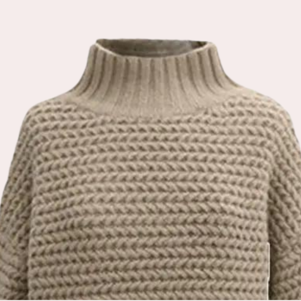 Strickpullover – Damen-Rollkragenpullover mit lockerer Passform und dicker Strickware für den Winter