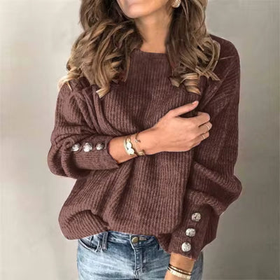 Strickpullover – Damenpullover mit weiten Ärmeln und Laternenärmeln