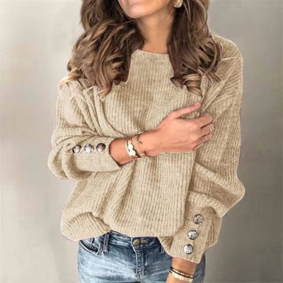 Strickpullover – Damenpullover mit weiten Ärmeln und Laternenärmeln
