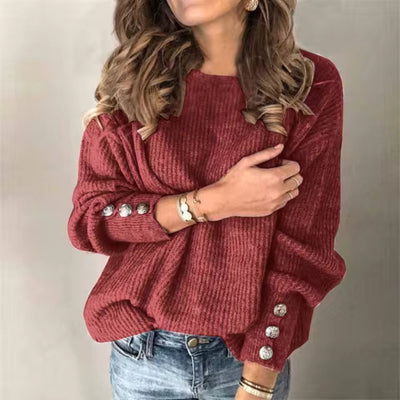 Strickpullover – Damenpullover mit weiten Ärmeln und Laternenärmeln
