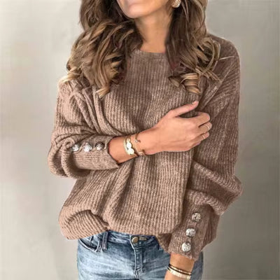 Strickpullover – Damenpullover mit weiten Ärmeln und Laternenärmeln