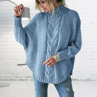 Strickpullover | Hoher Kragen | Lockere Passform | Oversize-Pullover | Damenpullover