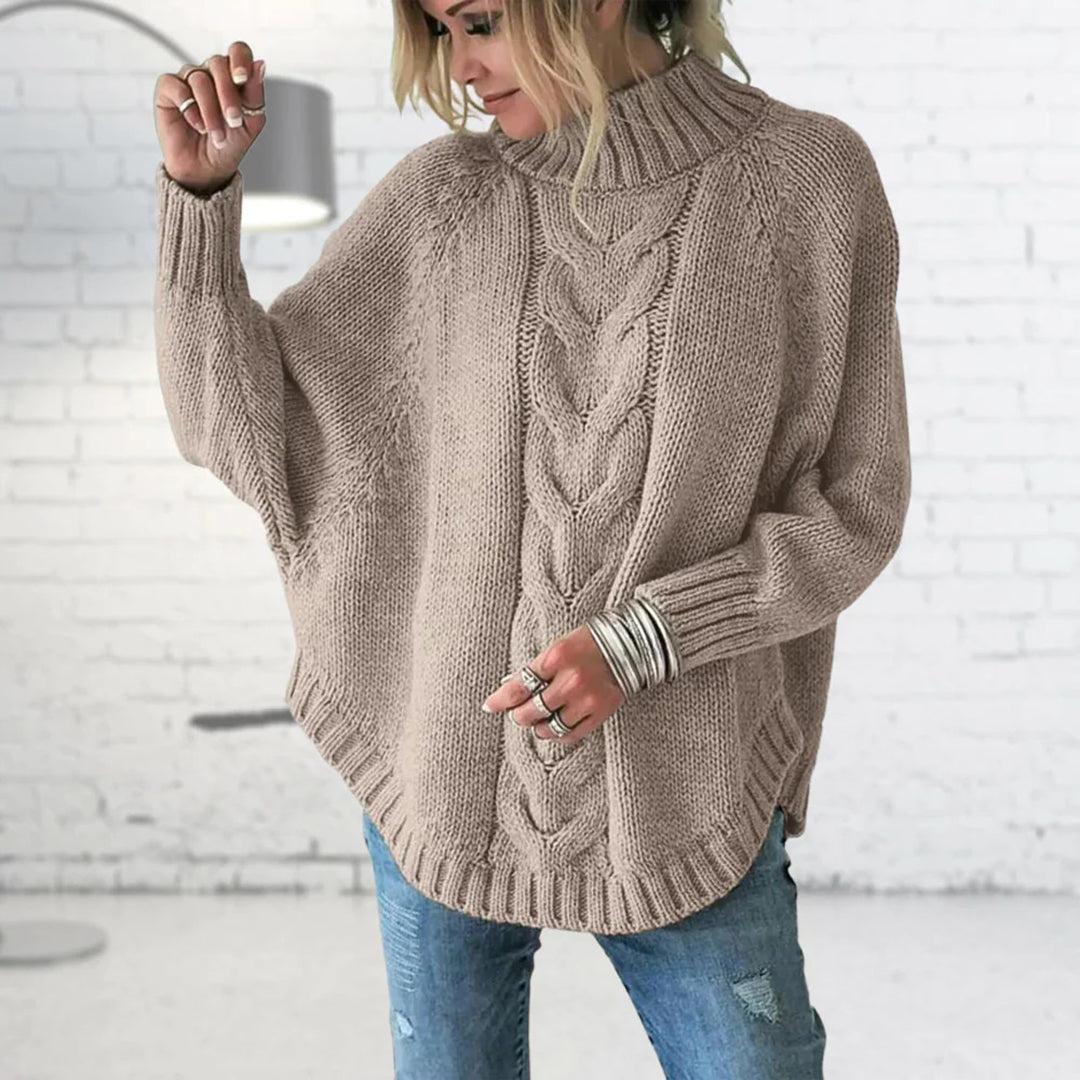 Strickpullover | Hoher Kragen | Lockere Passform | Oversize-Pullover | Damenpullover