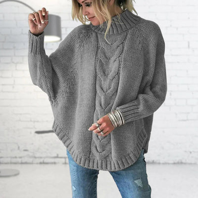 Strickpullover | Hoher Kragen | Lockere Passform | Oversize-Pullover | Damenpullover