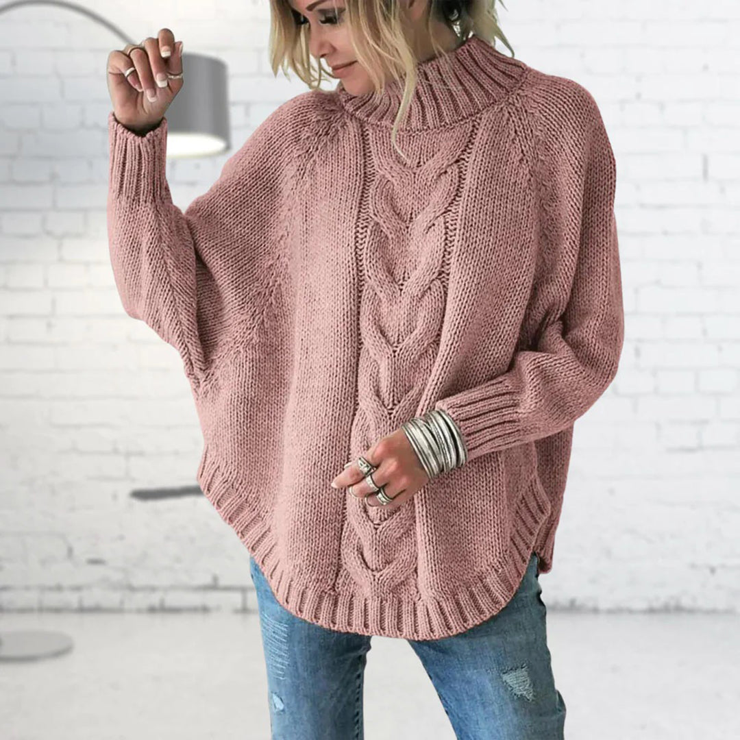 Strickpullover | Hoher Kragen | Lockere Passform | Oversize-Pullover | Damenpullover