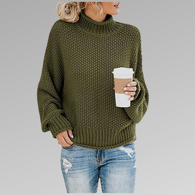 Strickpullover | Hoher Kragen | Lockere Passform | Pullover | Damenbekleidung