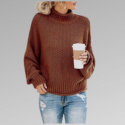 Strickpullover | Hoher Kragen | Lockere Passform | Pullover | Damenbekleidung