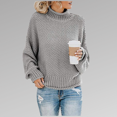Strickpullover | Hoher Kragen | Lockere Passform | Pullover | Damenbekleidung