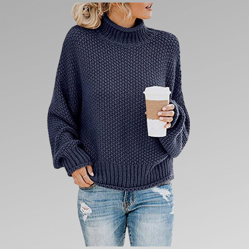 Strickpullover | Hoher Kragen | Lockere Passform | Pullover | Damenbekleidung