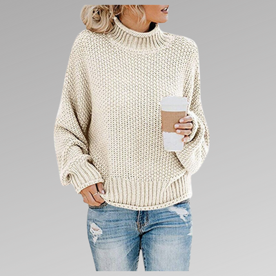 Strickpullover | Hoher Kragen | Lockere Passform | Pullover | Damenbekleidung