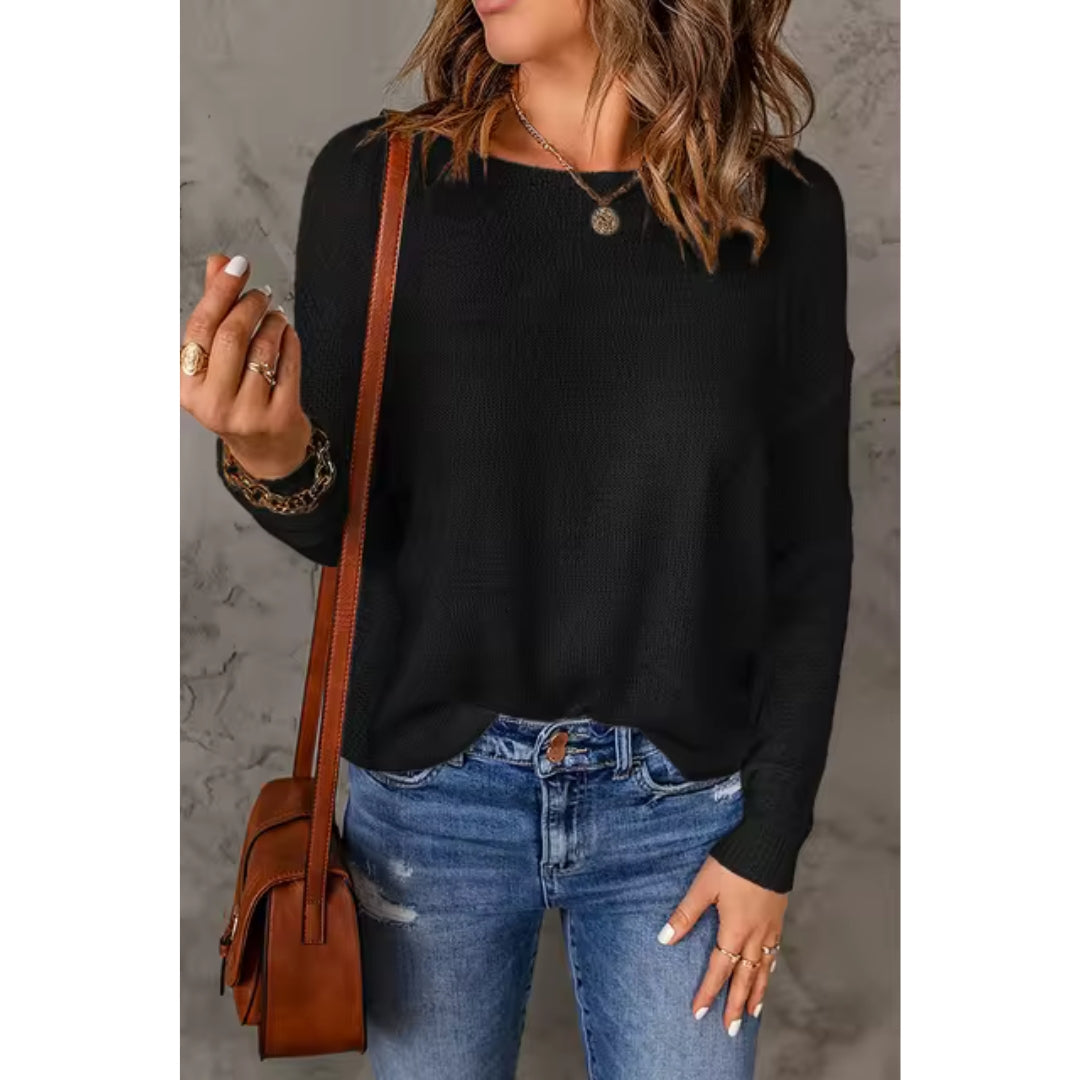 Strickpullover | Lockere Passform | Pullover | Pullover mit U-Boot-Ausschnitt | Damenbekleidung