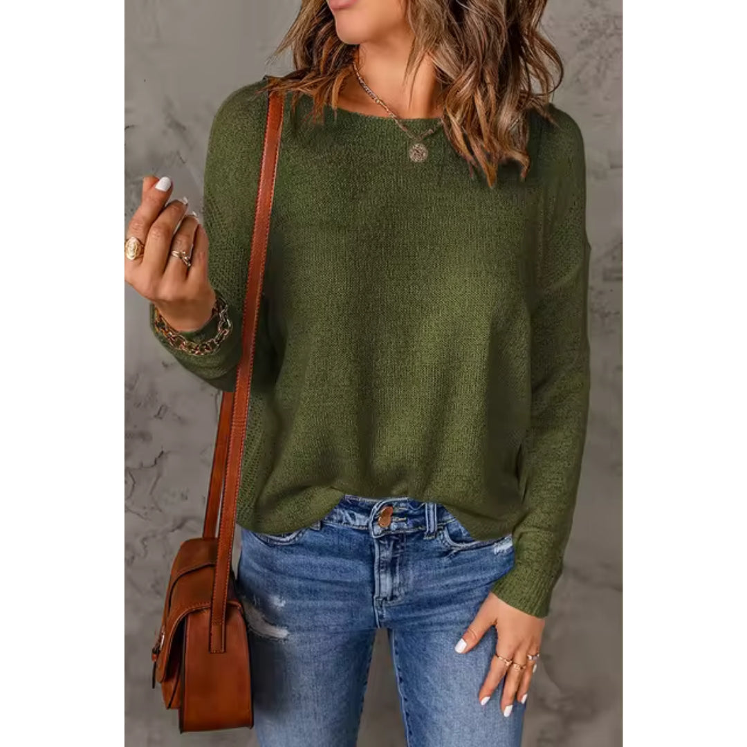 Strickpullover | Lockere Passform | Pullover | Pullover mit U-Boot-Ausschnitt | Damenbekleidung