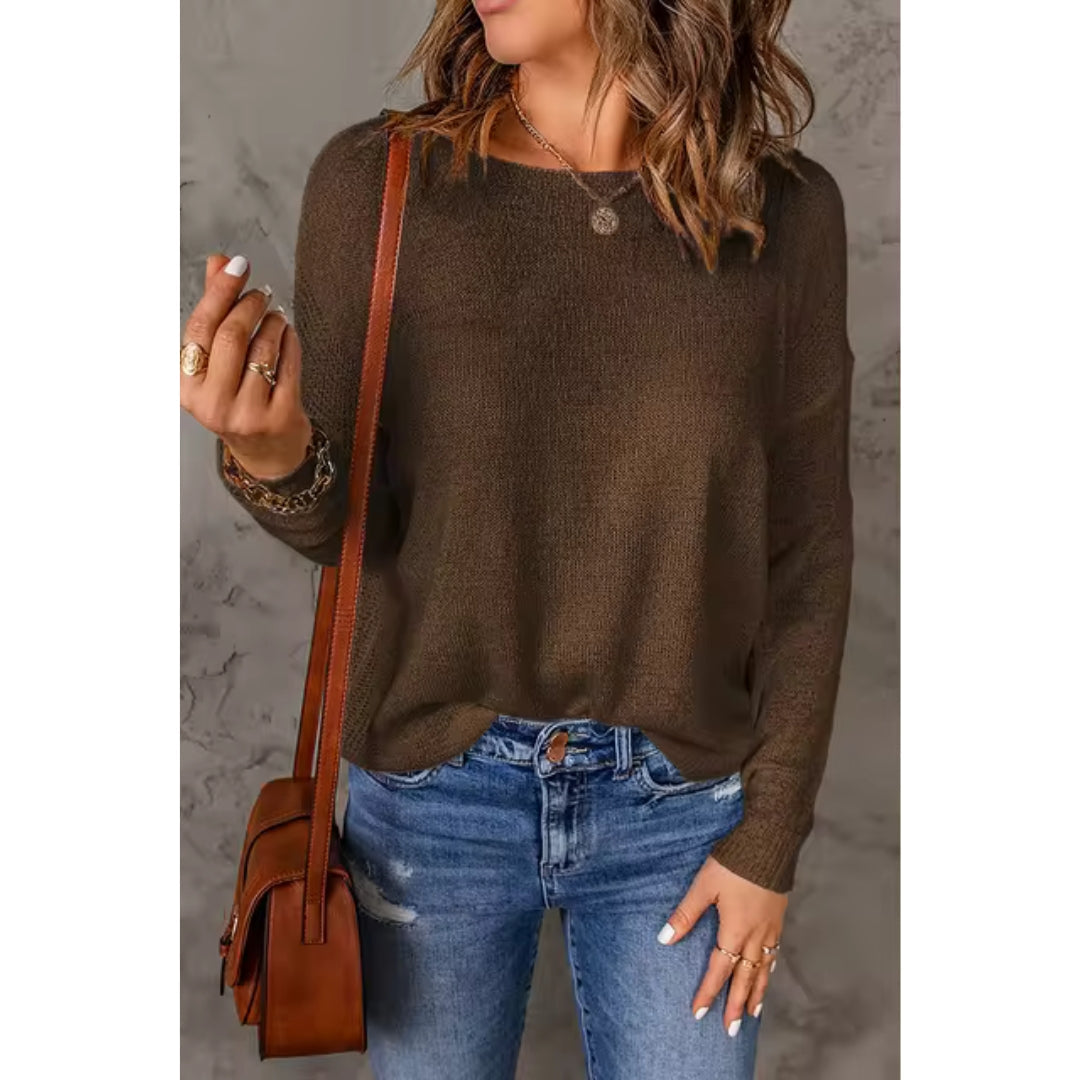 Strickpullover | Lockere Passform | Pullover | Pullover mit U-Boot-Ausschnitt | Damenbekleidung