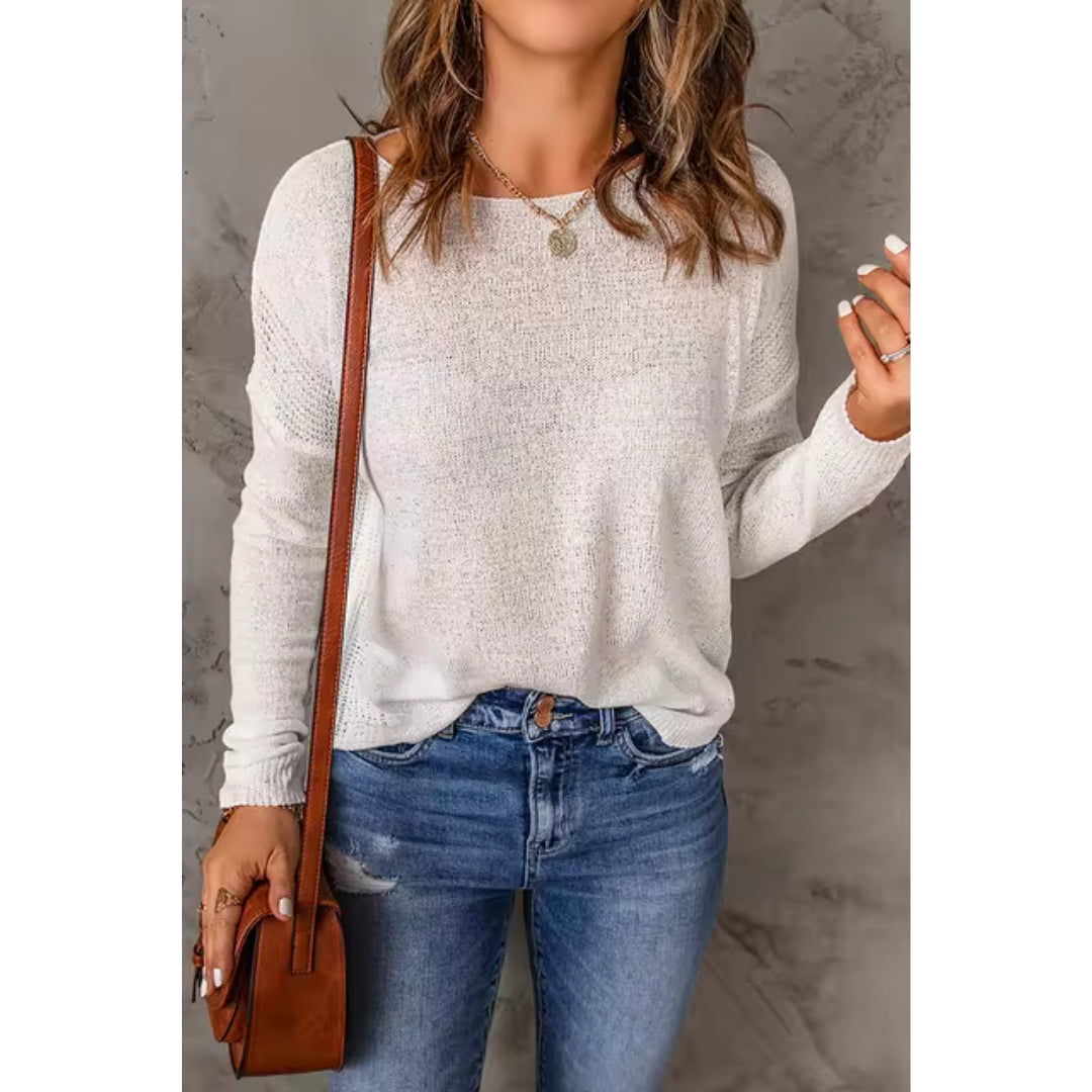 Strickpullover | Lockere Passform | Pullover | Pullover mit U-Boot-Ausschnitt | Damenbekleidung
