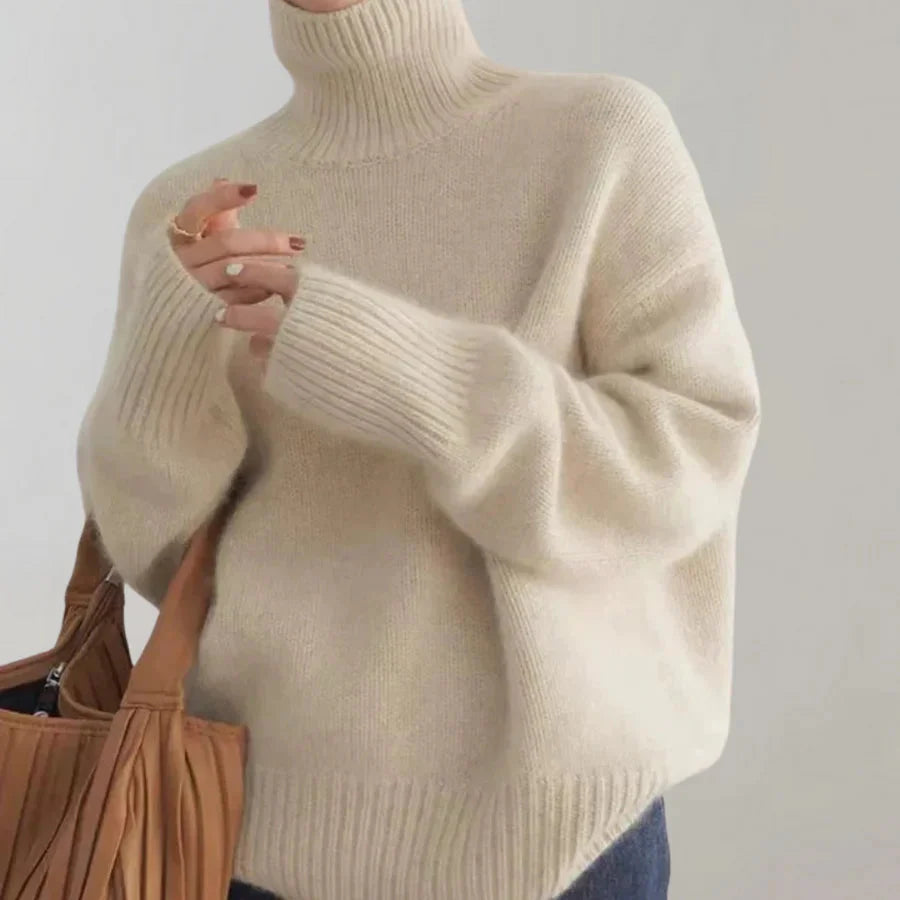 Strickpullover | Lockere Passform | Rollkragenpullover | Oversize-Pullover | Winterkleidung für Damen