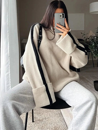 Strickpullover – Rollkragenpullover – Pullover – Oversize-Pullover – Winterkleidung für Damen