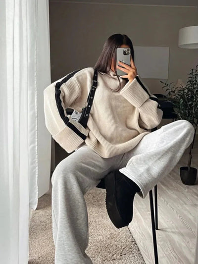 Strickpullover – Rollkragenpullover – Pullover – Oversize-Pullover – Winterkleidung für Damen