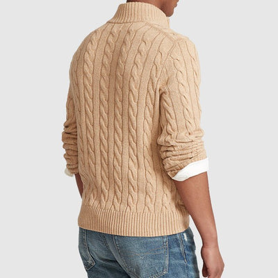 Strickpullover – Warm – Zopfmuster – Mit Halbem Reißverschluss – Herrenbekleidung