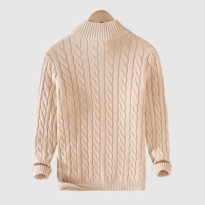 Strickpullover – Warm – Zopfmuster – Mit Halbem Reißverschluss – Herrenbekleidung