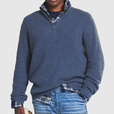 Strickpullover - Warmer langärmeliger Pullover mit halbem Reißverschluss für Männer