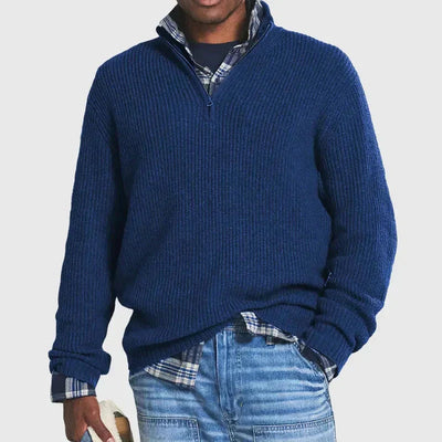 Strickpullover - Warmer langärmeliger Pullover mit halbem Reißverschluss für Männer