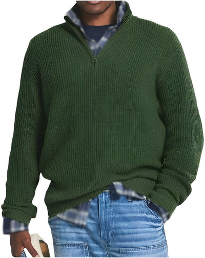 Strickpullover - Warmer langärmeliger Pullover mit halbem Reißverschluss für Männer