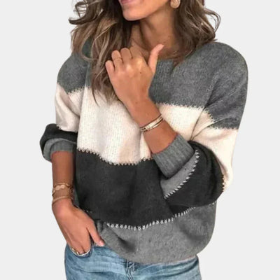 Strickpullover | Weit | Gestreift | Winterpullover | Damen-Strickwaren