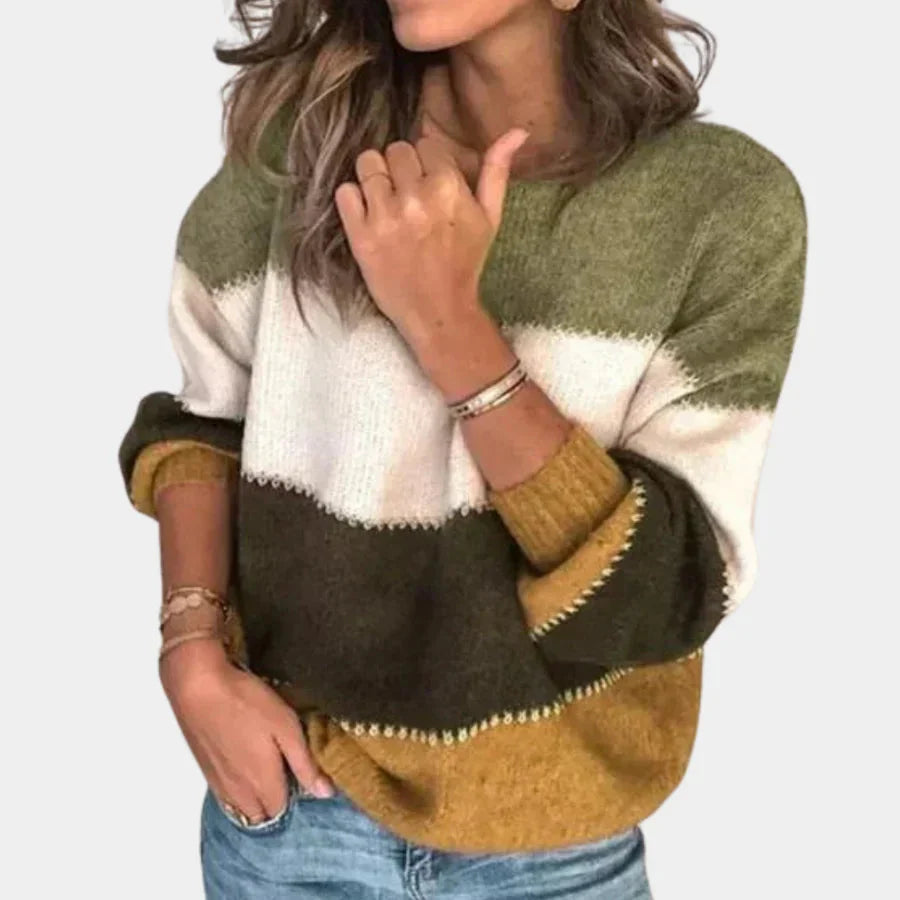 Strickpullover | Weit | Gestreift | Winterpullover | Damen-Strickwaren