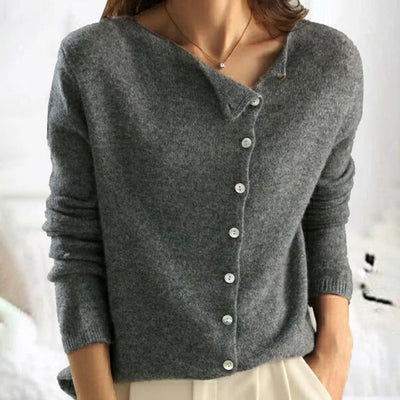 Strickpullover – mit Knöpfen – U-Boot-Ausschnitt – Strickjacke – Damenbekleidung