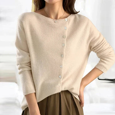 Strickpullover – mit Knöpfen – U-Boot-Ausschnitt – Strickjacke – Damenbekleidung