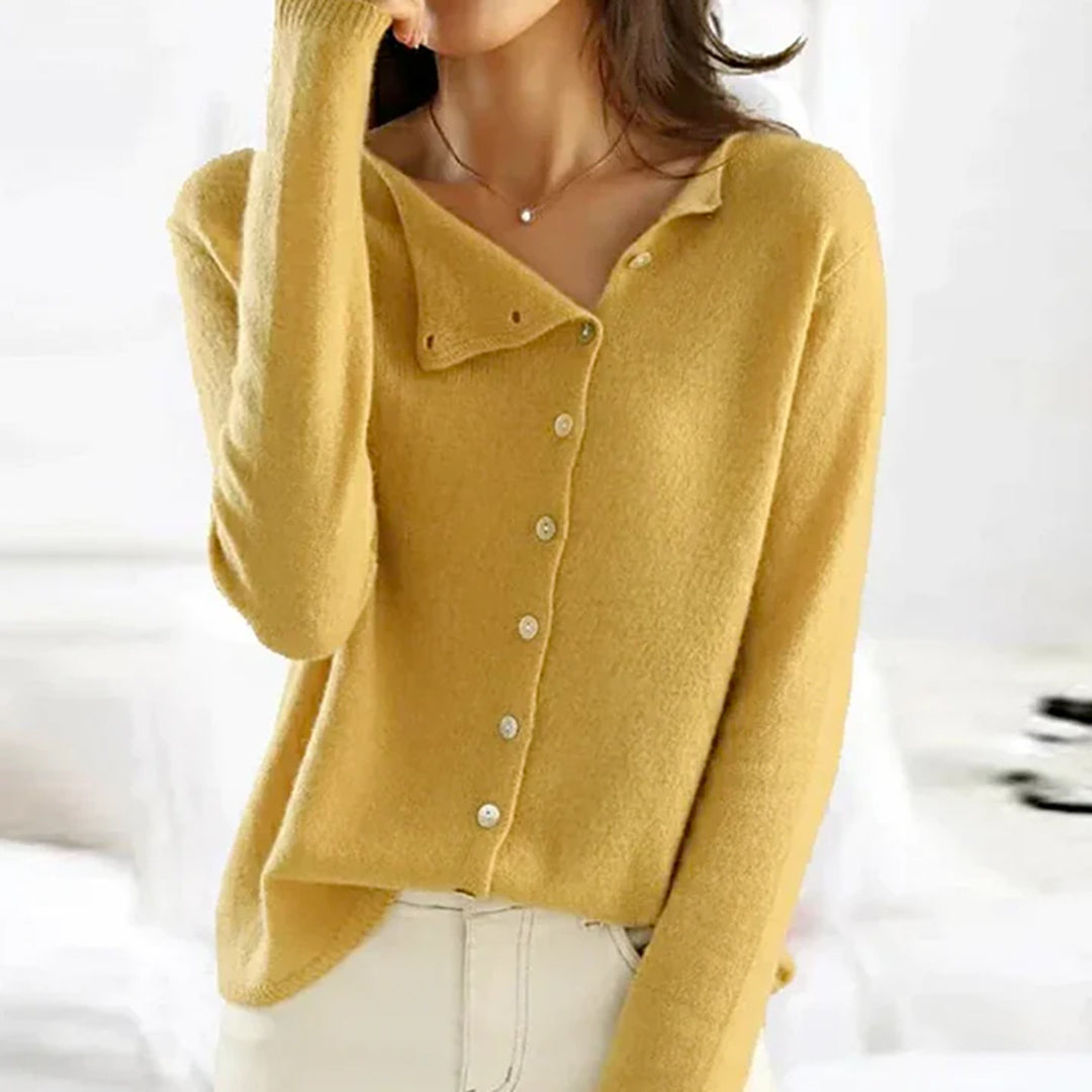 Strickpullover – mit Knöpfen – U-Boot-Ausschnitt – Strickjacke – Damenbekleidung
