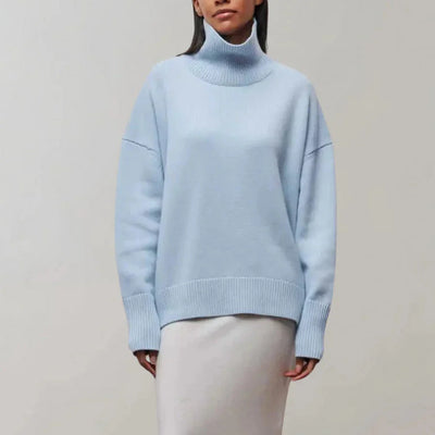 Strickpullover mit Rollkragen – Damenpullover mit lockerer Passform und hohem Kragen