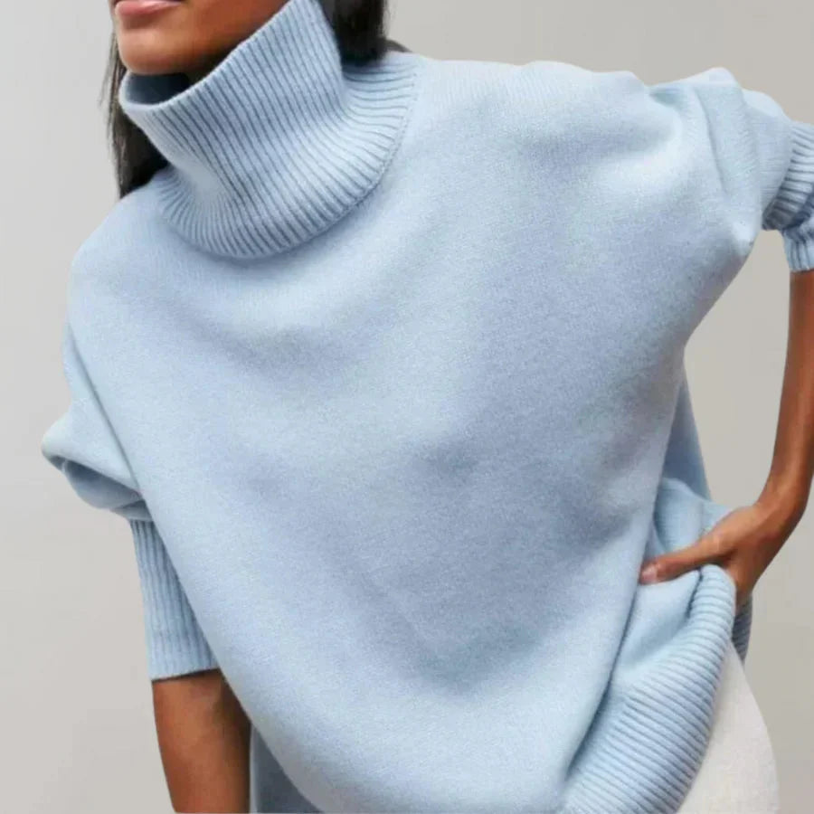 Strickpullover mit Rollkragen – Damenpullover mit lockerer Passform und hohem Kragen