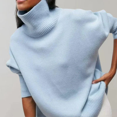 Strickpullover mit Rollkragen – Damenpullover mit lockerer Passform und hohem Kragen