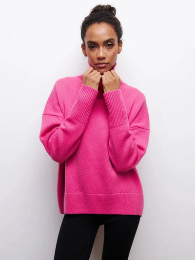 Strickpullover mit Rollkragen – Oversize-Passform – lockere Passform – Rollkragenpullover – Damenpullover