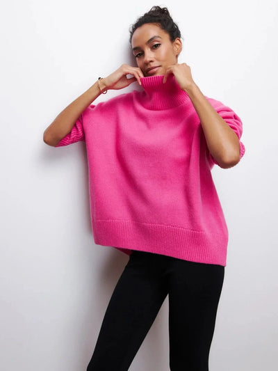 Strickpullover mit Rollkragen – Oversize-Passform – lockere Passform – Rollkragenpullover – Damenpullover